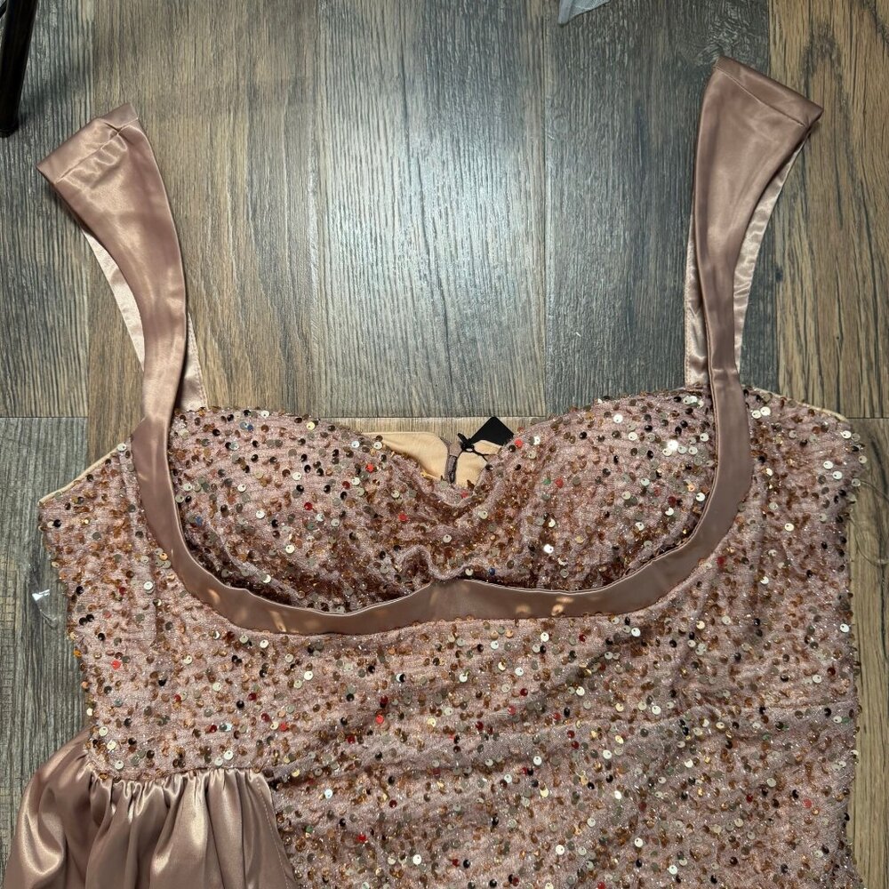 MissOrd Ribbon Corset Sequin Maxi Dress Women's Plus Size 4XL in Champagne NWT! - Picture 3 of 5